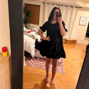 Nasty Gal Black Tiered Ruffle Mini Dress